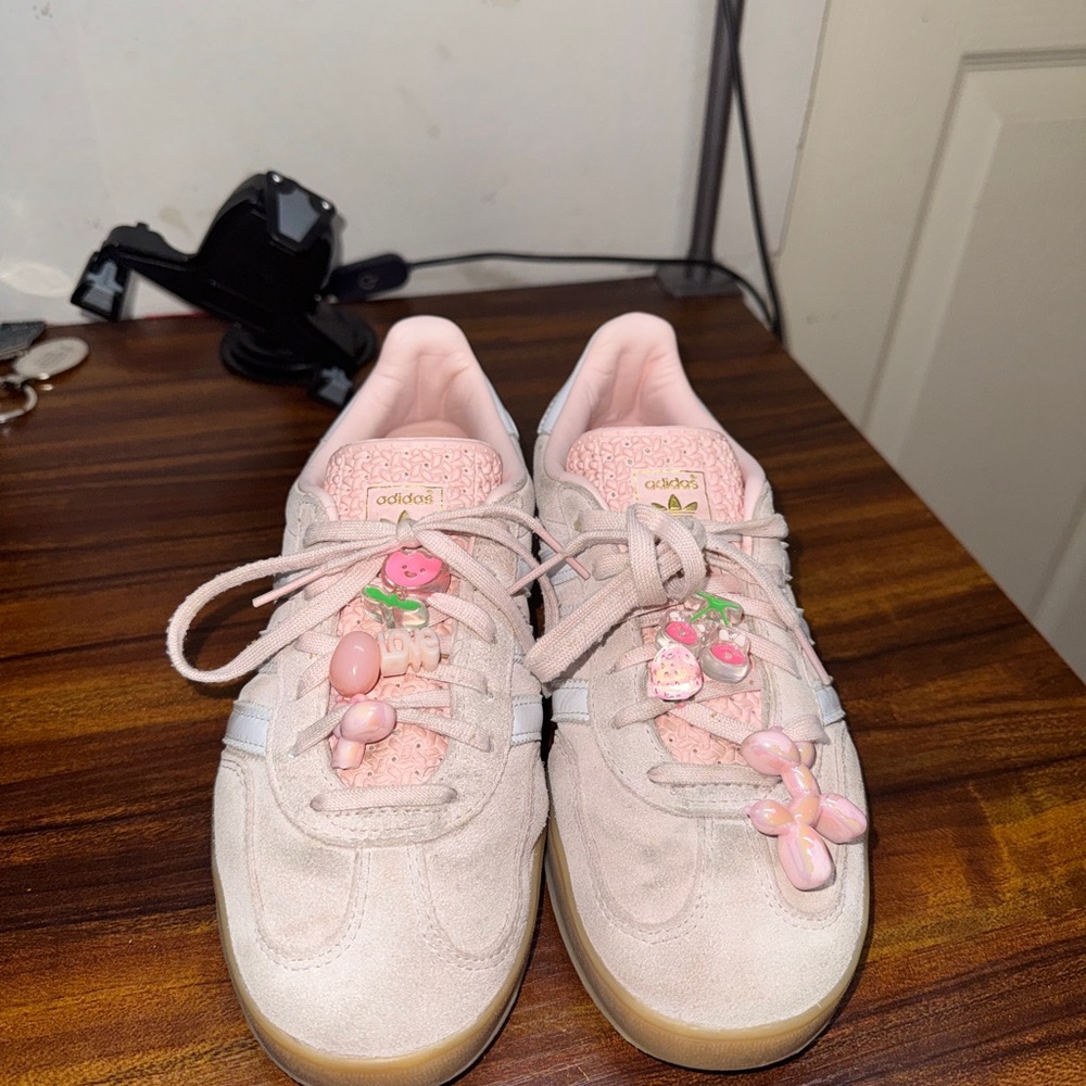 Adidas Light Pink Sneakers with Fun Charms